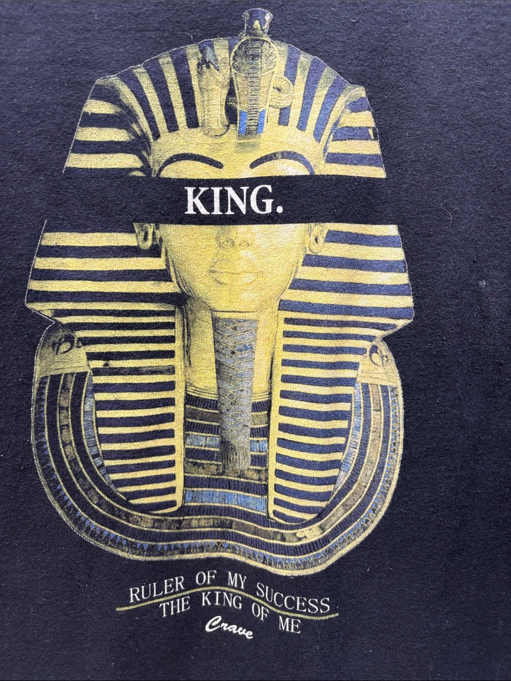 CRAVE Black Tee with KING TUT Pharaoh Graphic